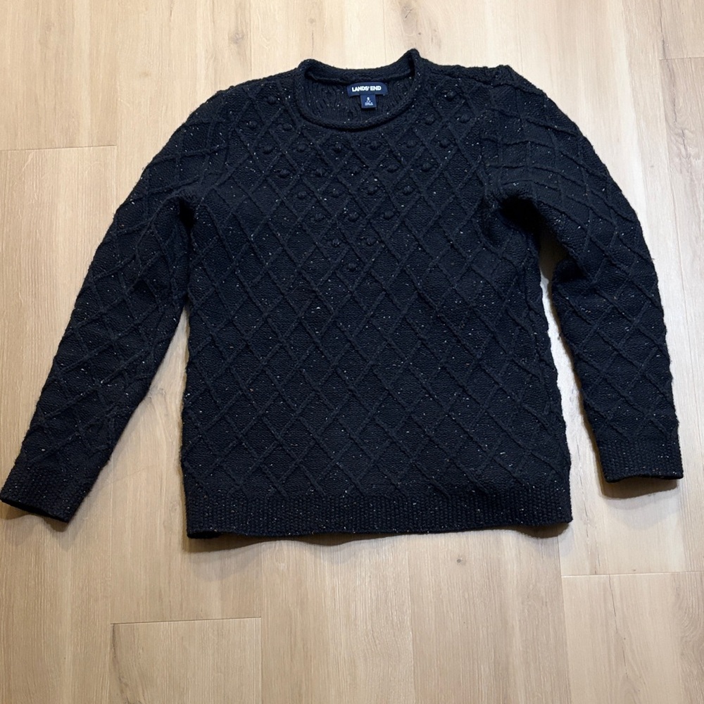 Lands' End Textured Black roll neck knit Sweater
